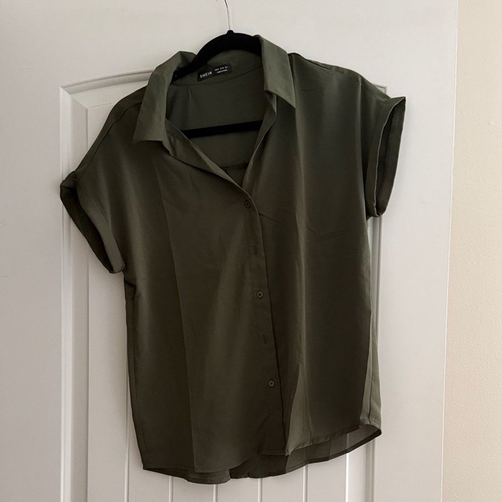 SHEIN Olive Women's Button-Down Shirt